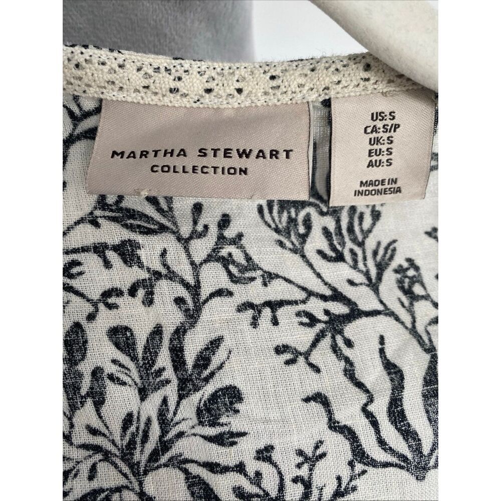 Martha Stewart Kaftan Dress Beach Cover-Up Size S Black & White Linen Blend - Picture 10 of 12